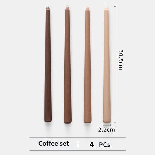 4pc Unscented 12" Candles Colored Long Stick Candle Birthday Candle