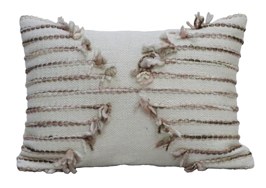 Pink 14" X 20" Embroidered Throw Pillow