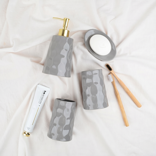 BosilunLife Bring Nature Inside Liquid Bathroom Set 4-Piece Recycled Eco-Clay