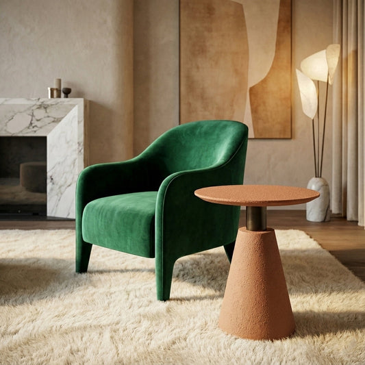Microcement Textured Minimal Side Table Set
