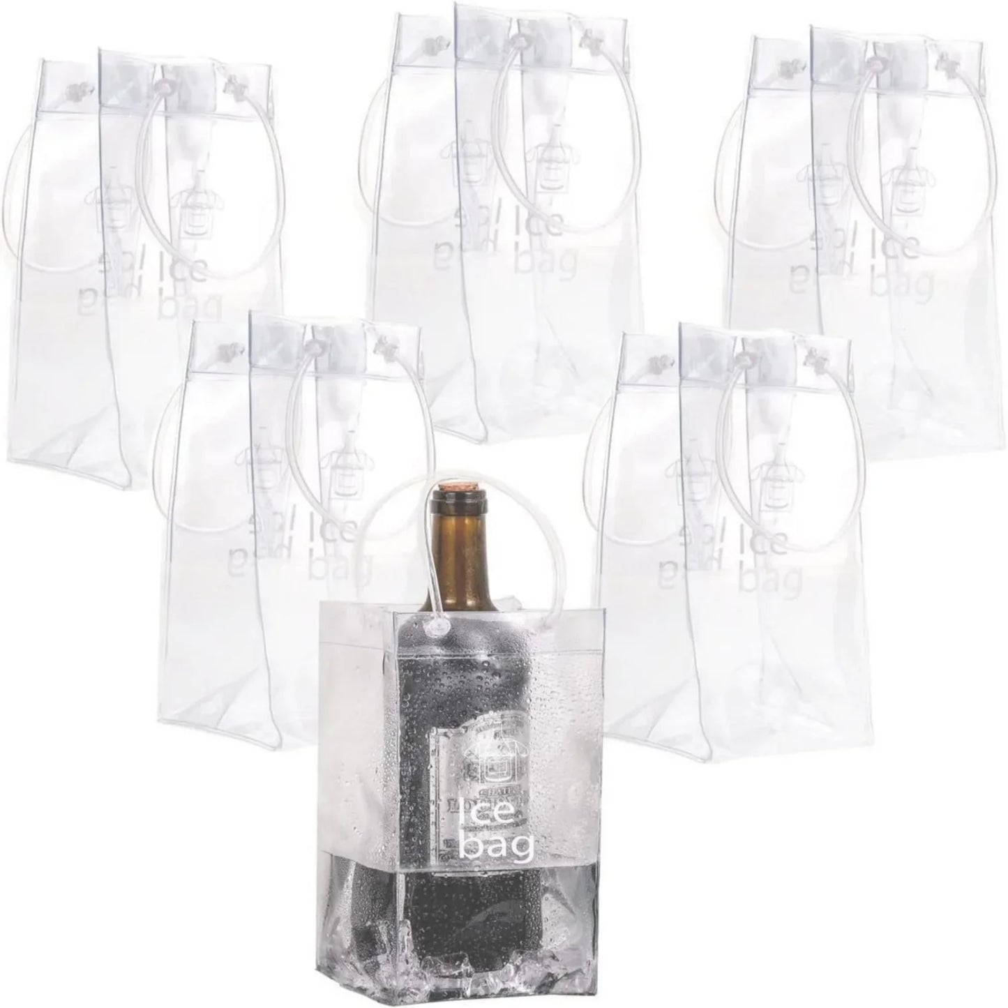 3/6 PCS Collapsible Clear Pouch Ice Wine Bag