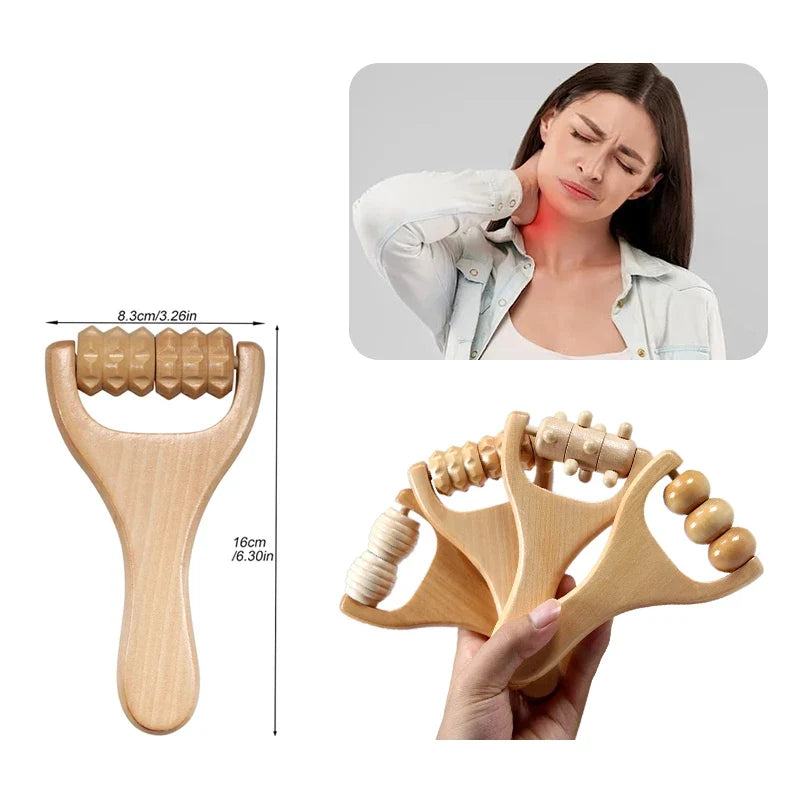 1Pcs Wooden Massage Roller,