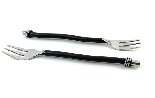 Cocktail Forks Set of 6 (Black Twisted Handle)