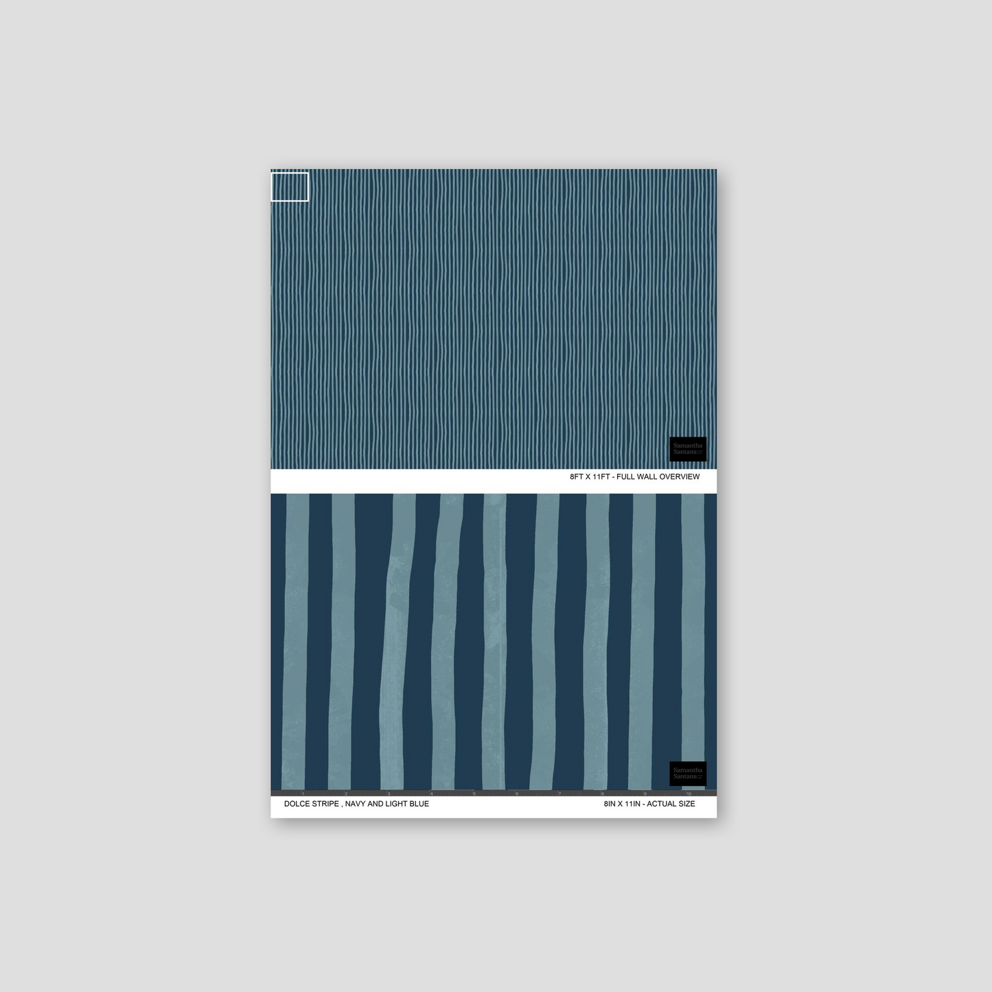Dolce Stripe Wallpaper, navy and light blue