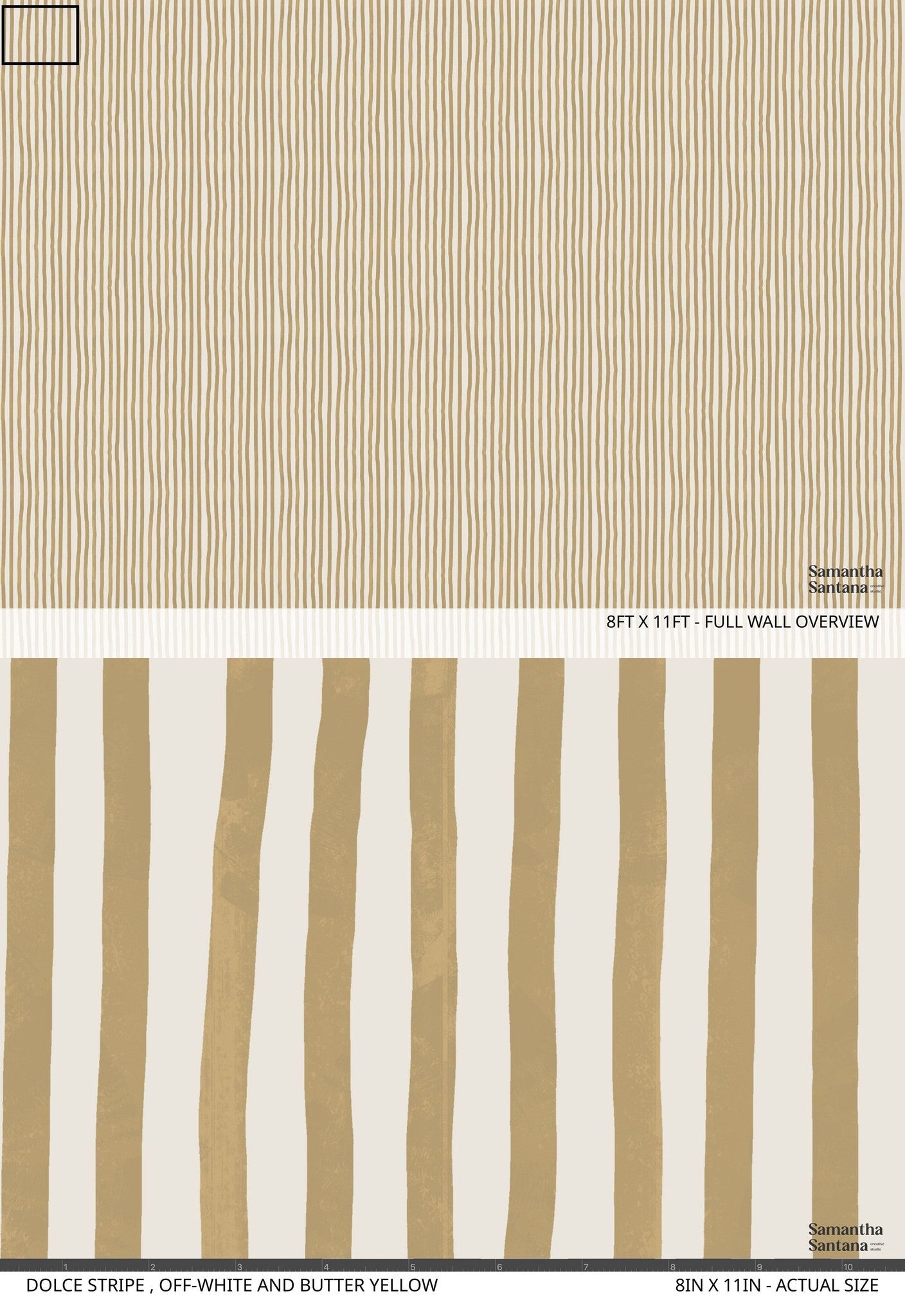 Dolce Stripe Wallpaper, off-white and butter yellow