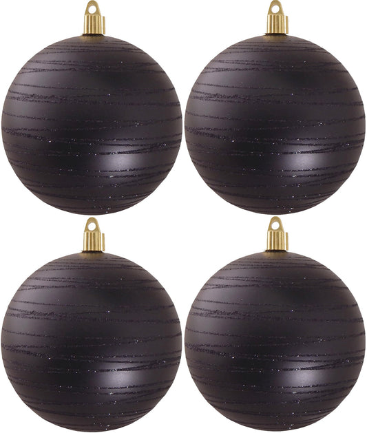 4.75" (120mm) Commercial Shatterproof Ball Ornament set of 4 - Soot Black with Tangles