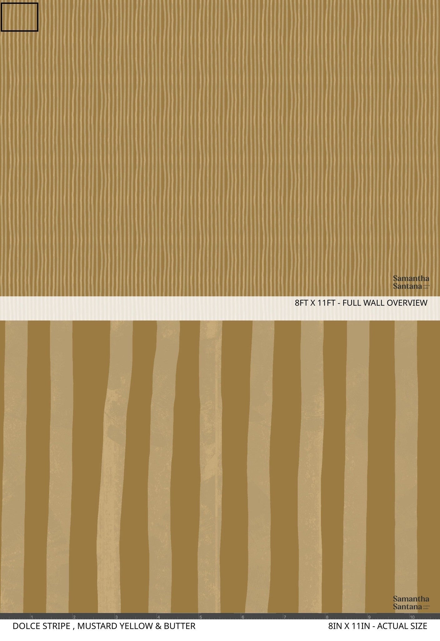 Dolce Stripe Wallpaper, mustard yellow and butter