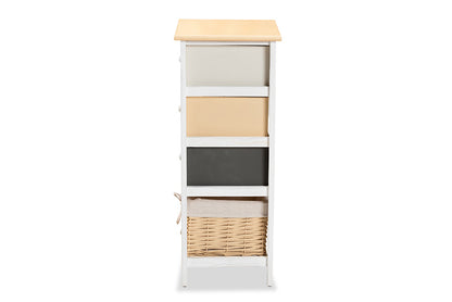 Baxton Studio Adonis Mid-Century Modern Transitional Multi-Colored Wood 3-Drawer Storage Unit with Basket