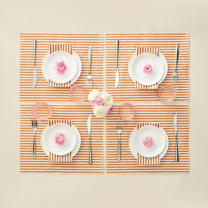 Tonal Striped Disposable Napkin Set in Orange, 100 Pieces