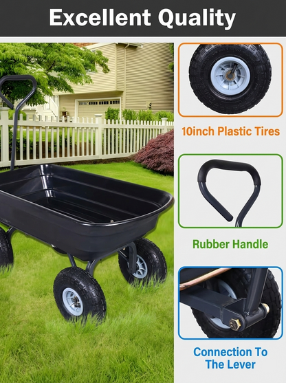 Heavy Duty Poly Garden Dump Cart – 600 lb Capacity,