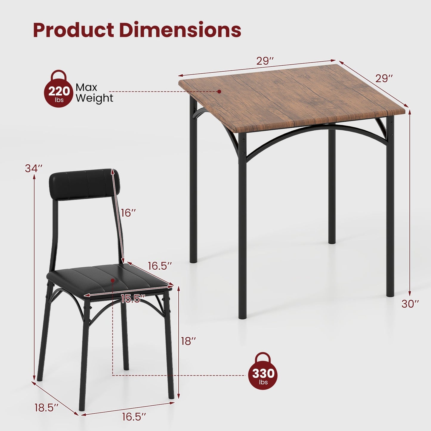 3-Piece Dining Table Set