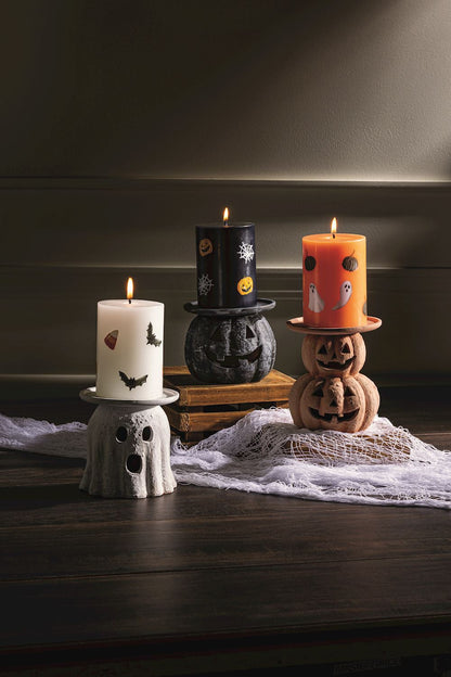 Terracotta Halloween Pillar Candle Holder