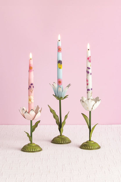 Metal Flower Taper Candle Holder