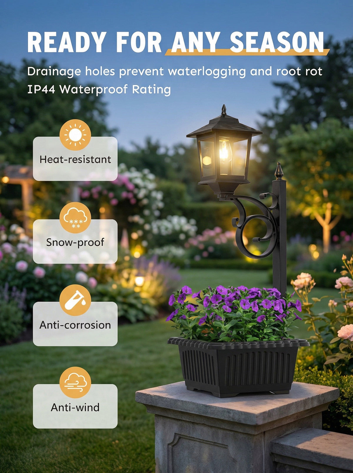 Solar Lamp Post with Flower Pot –