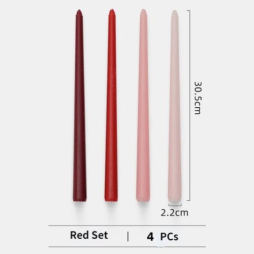 4pc Unscented 12" Candles Colored Long Stick Candle Birthday Candle