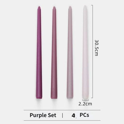 4pc Unscented 12" Candles Colored Long Stick Candle Birthday Candle