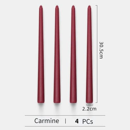 4pc Unscented 12" Candles Colored Long Stick Candle Birthday Candle