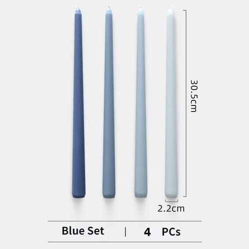 4pc Unscented 12" Candles Colored Long Stick Candle Birthday Candle