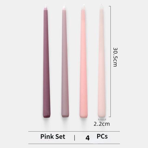 4pc Unscented 12" Candles Colored Long Stick Candle Birthday Candle