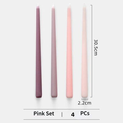 4pc Unscented 12" Candles Colored Long Stick Candle Birthday Candle