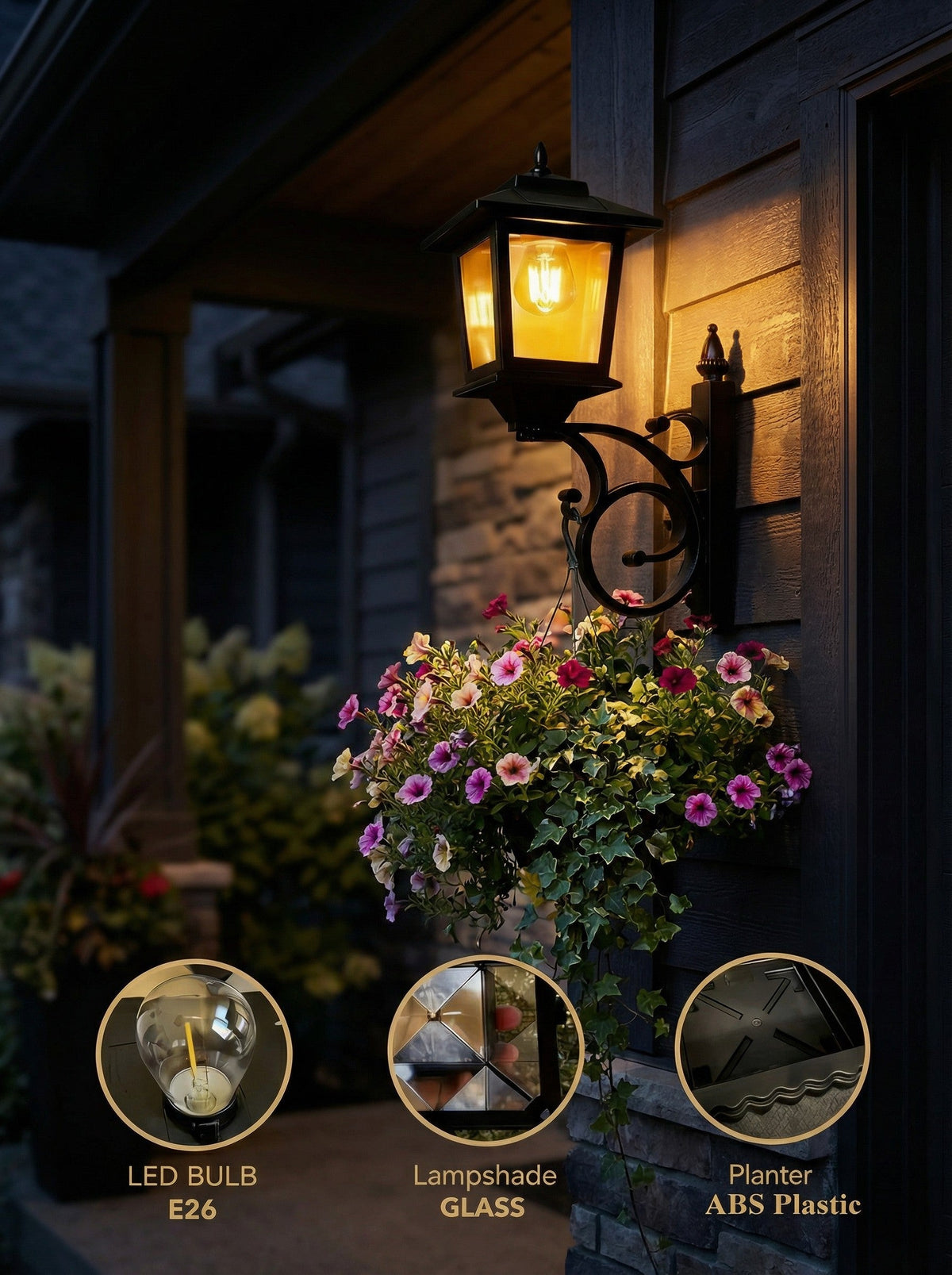 Solar Lamp Post with Flower Pot –