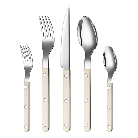 Khen Cream Cutlery Set of 20 –18/8 Stainless Steel Flatware