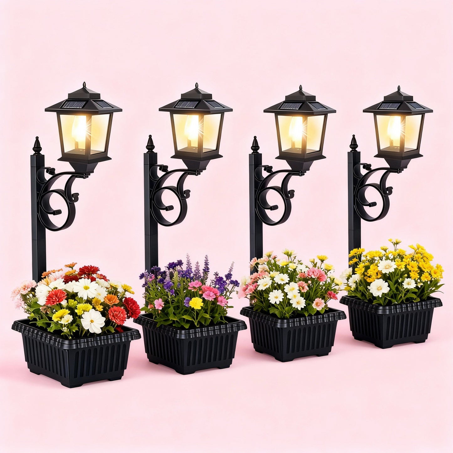 Solar Lamp Post with Flower Pot –