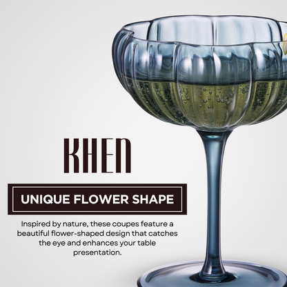 Flower Coupe Cocktail Colored Glasses | Set of 4 | Muted