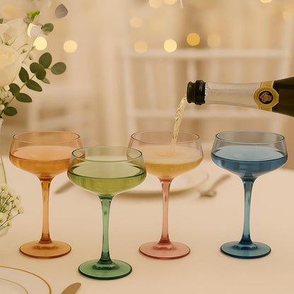 Colored Acrylic Coupe Glasses – Set of 4 Stemmed 8 oz