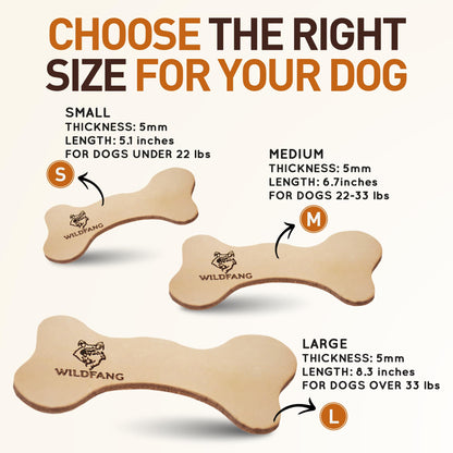 Wildfang® Leather Dog Toy, Medium – Soft Dog Chew Toys for Gentle Chewers, Puppies, Senior or Older Dogs with Sensitive Teeth – Non-Toxic, Stuffless, 5mm Leather Dog Bone for Dogs 22–33 lbs, Pack of 1