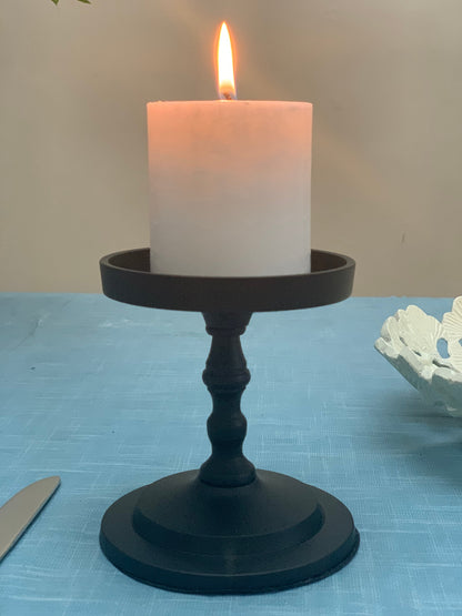 Vibhsa Pillar Candle Holder - Matte Black (4.5"H)