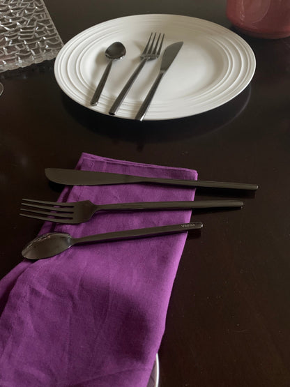 Black Stainless Steel Flatware 36 PC Set-Dinner knives, Dinner Forks, Teaspoons