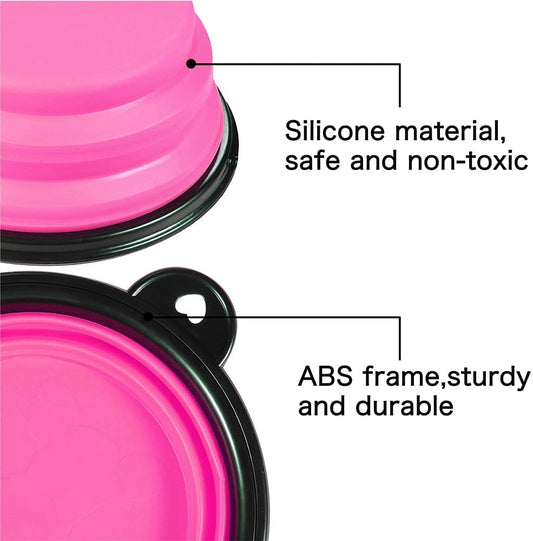 5" Portable and Foldable Small Dog Bowl-Pink set of 5