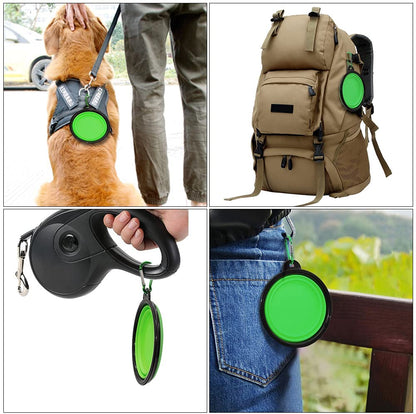 5" Portable and Foldable Small Dog Bowl-Green set of 5