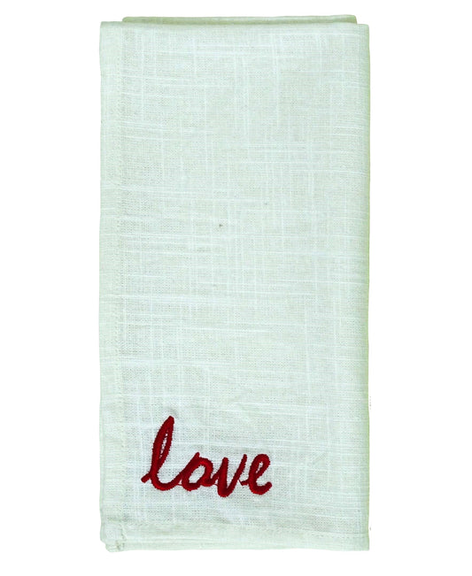 Table Cloth Napkins Set of 4 with Red Embroidery