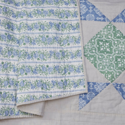 Jolie Blue Patchwork Bedding Set - Coastal Farmhouse Quilt & Shams