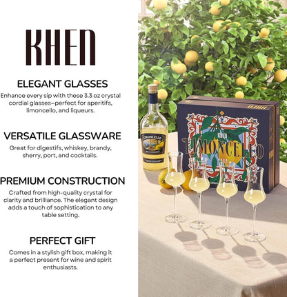 Specialty Limoncello Cocktail Glassware, Set of 4