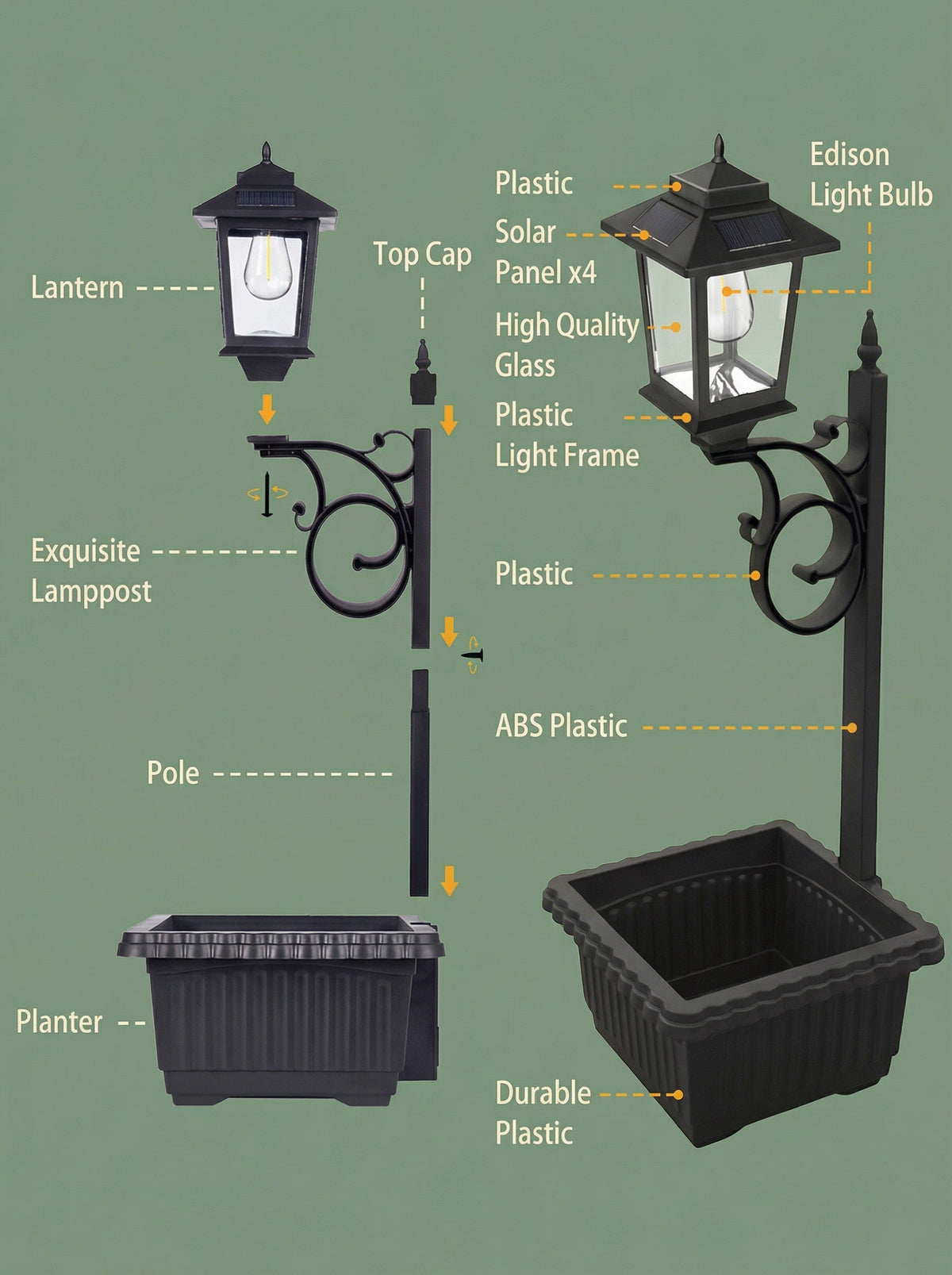 Solar Lamp Post with Flower Pot –