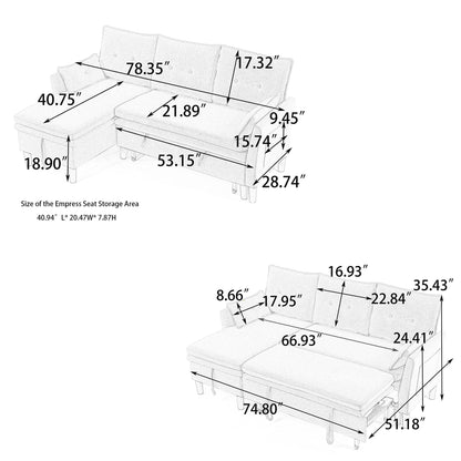 L-Shaped Reversible Chaise Sectional Sofa