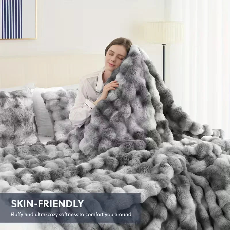 Soft Cozy Faux Fur Rabbit Blanket