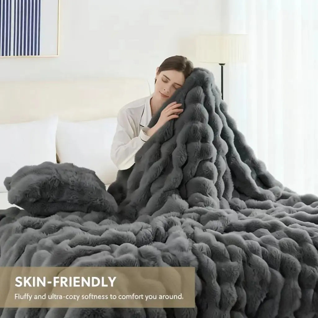 Soft Cozy Faux Fur Rabbit Blanket