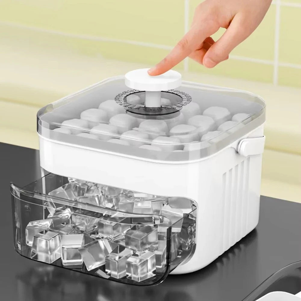 2-Layer Ice Cube Tray with Lid, Large Capacity & Space-Saving,