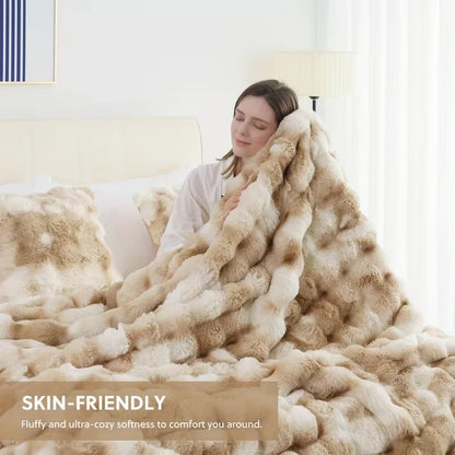 Soft Cozy Faux Fur Rabbit Blanket