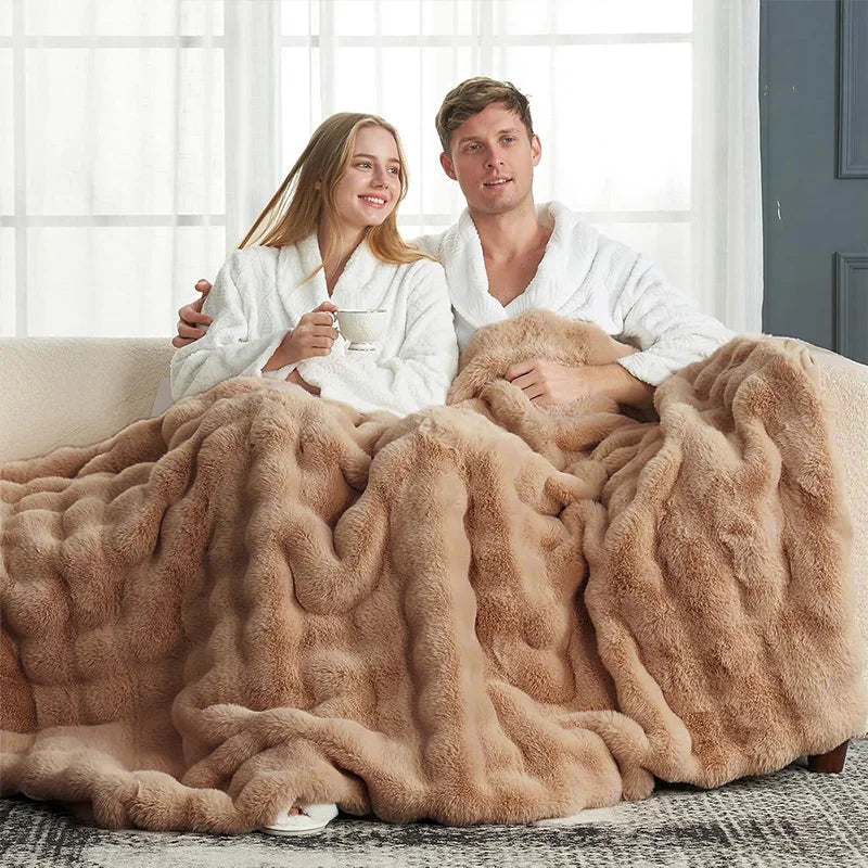 Soft Cozy Faux Fur Rabbit Blanket