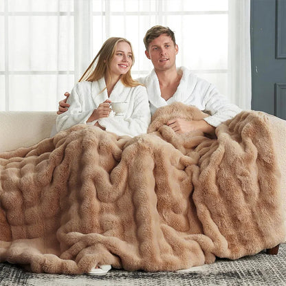 Soft Cozy Faux Fur Rabbit Blanket