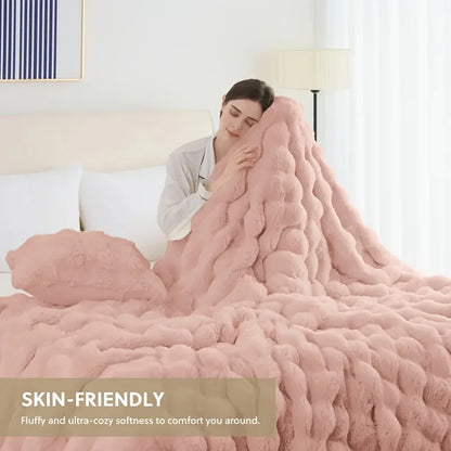 Soft Cozy Faux Fur Rabbit Blanket