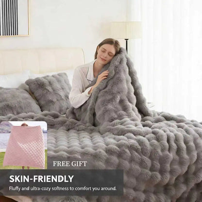 Soft Cozy Faux Fur Rabbit Blanket