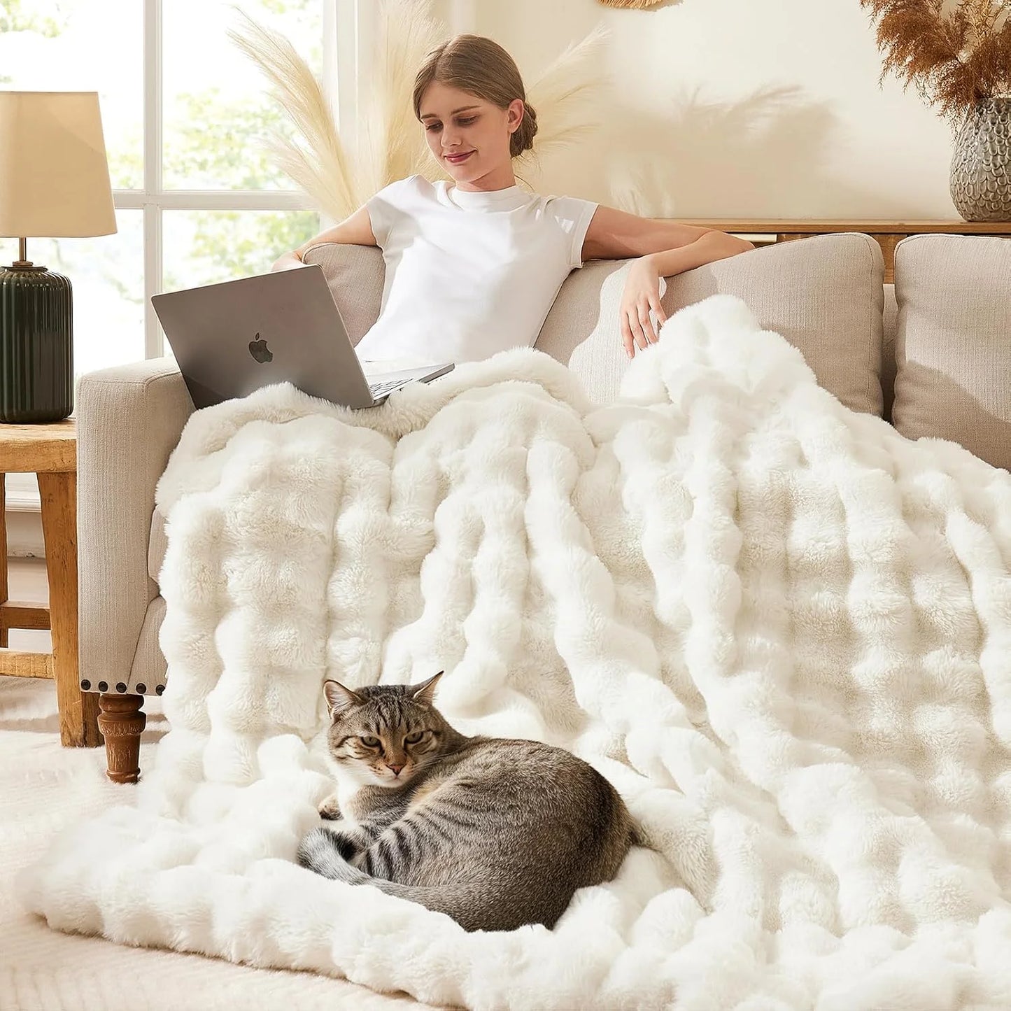 Soft Cozy Faux Fur Rabbit Blanket