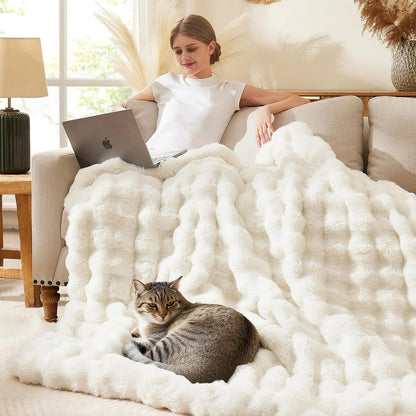 Soft Cozy Faux Fur Rabbit Blanket
