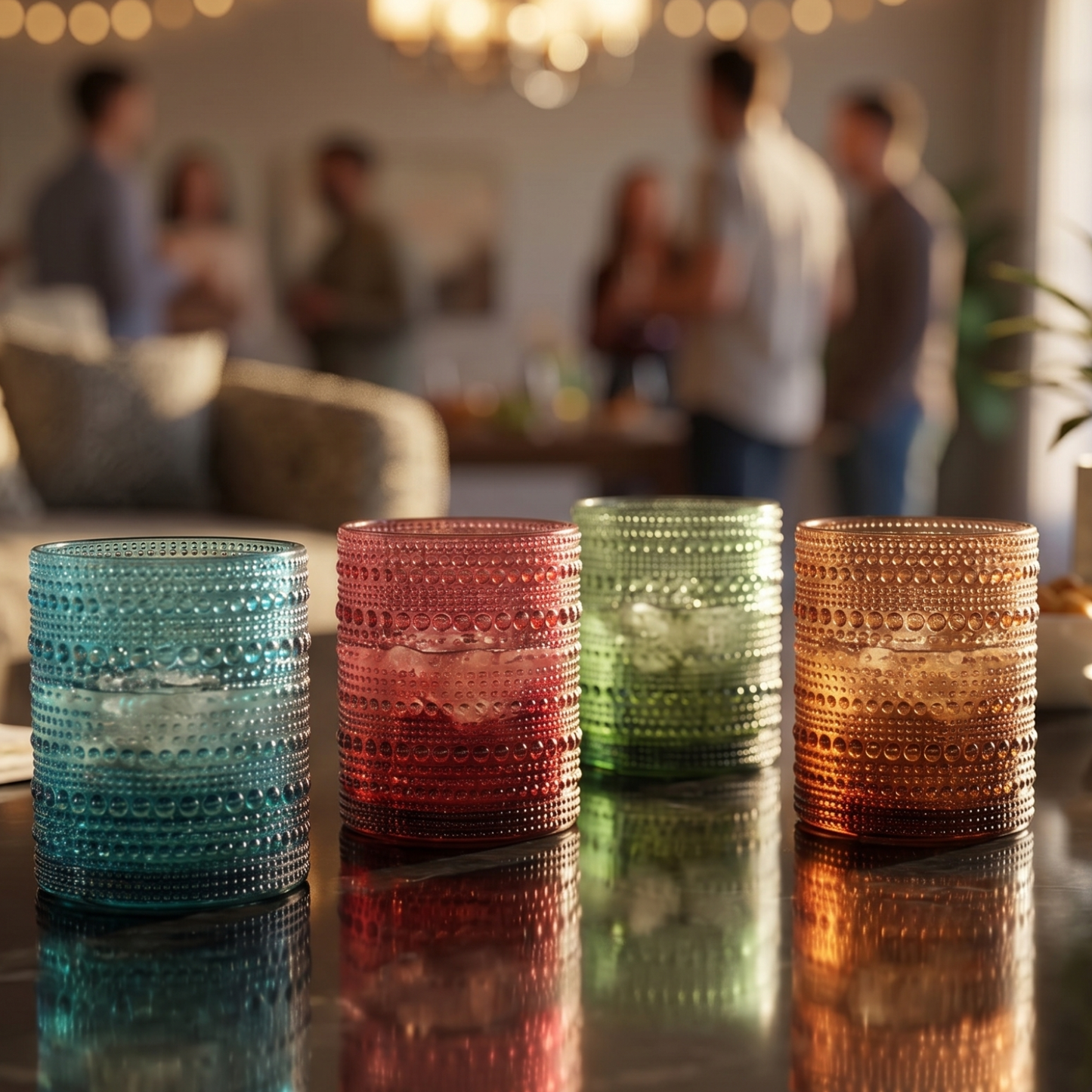 Eze Acrylic Hobnail Lowball Glassware, Set of 4